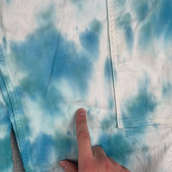 Levis Wom Cargo Jeans W30 Blue Tie Dye Hippie High-Waisted Wide Leg crop (Read) - Picture 7 of 16
